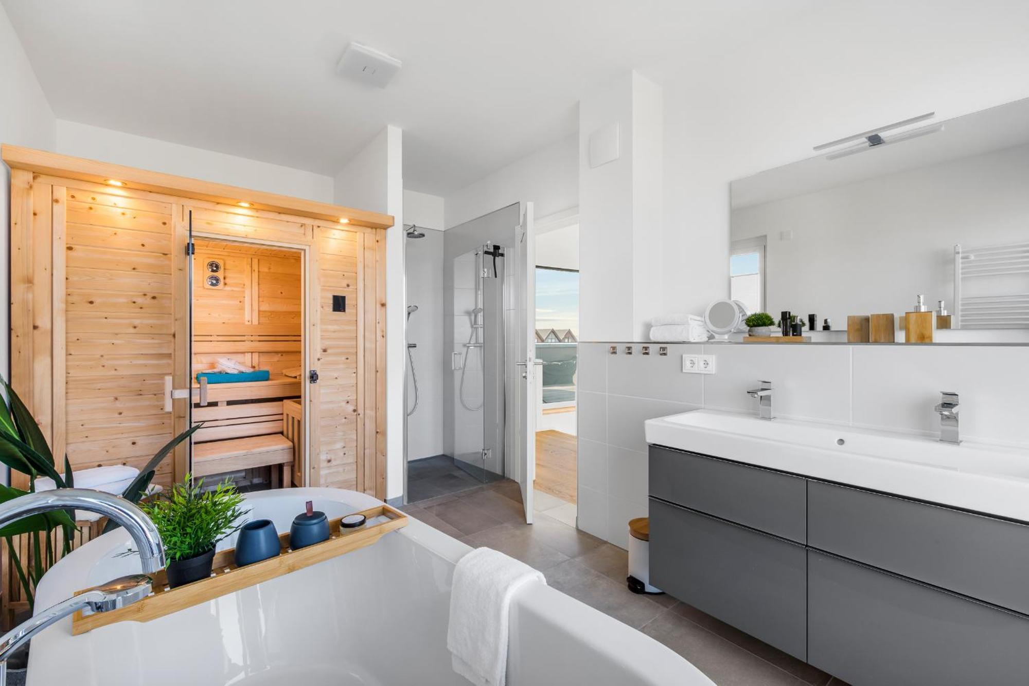 Villa King Erste Lage, Dachterrasse, Meerblick, Carport, Kamin, Sauna, Terrasse, Aussenrolllaeden Ольпениц Экстерьер фото